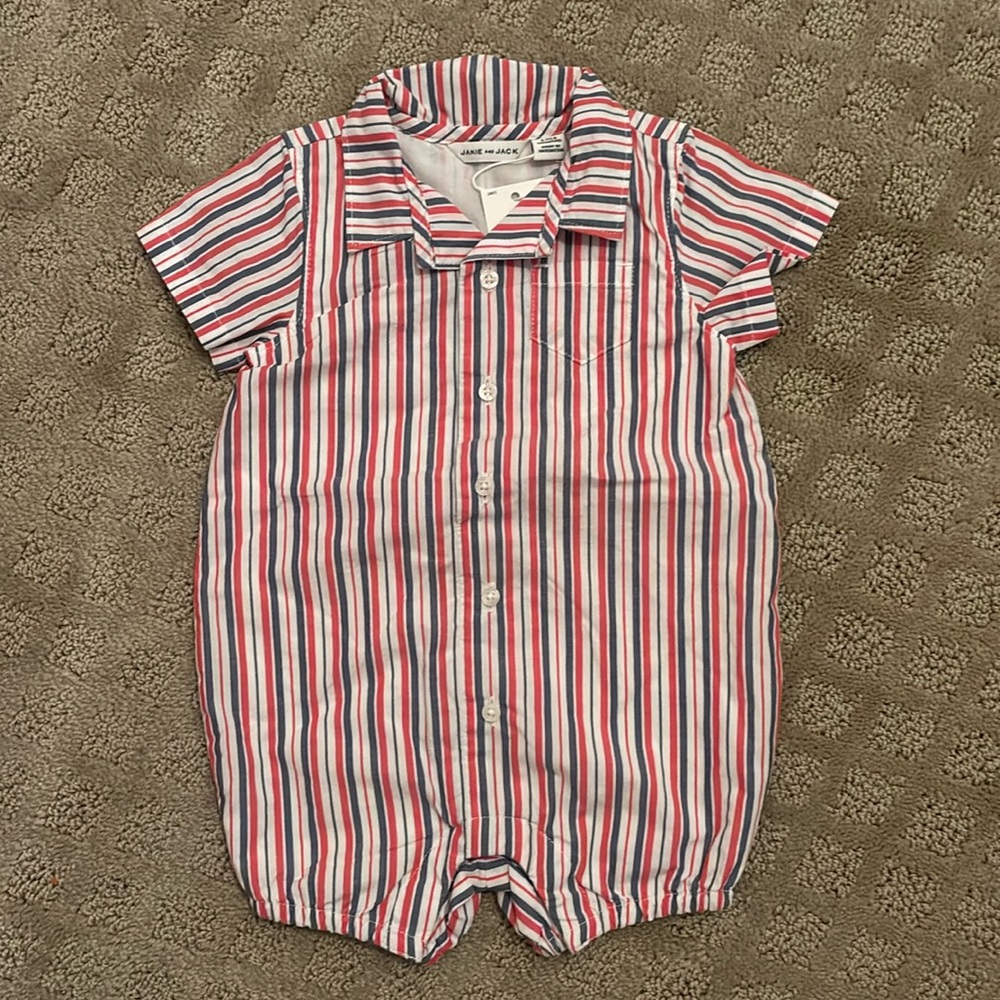 NWT Janie and Jack Red, White & Blue Romper. Size 3-6 months